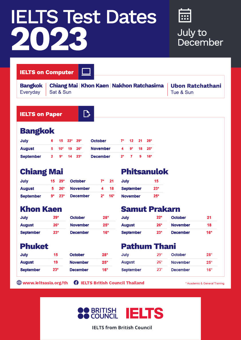 IELTS Test Dates 2023 IELTS Asia British Council